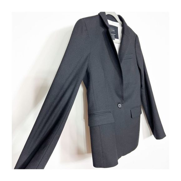 J. Crew Regent Blazer Jacket In Wool Flannel Black Womens Size 4 - Picture 8 of 9